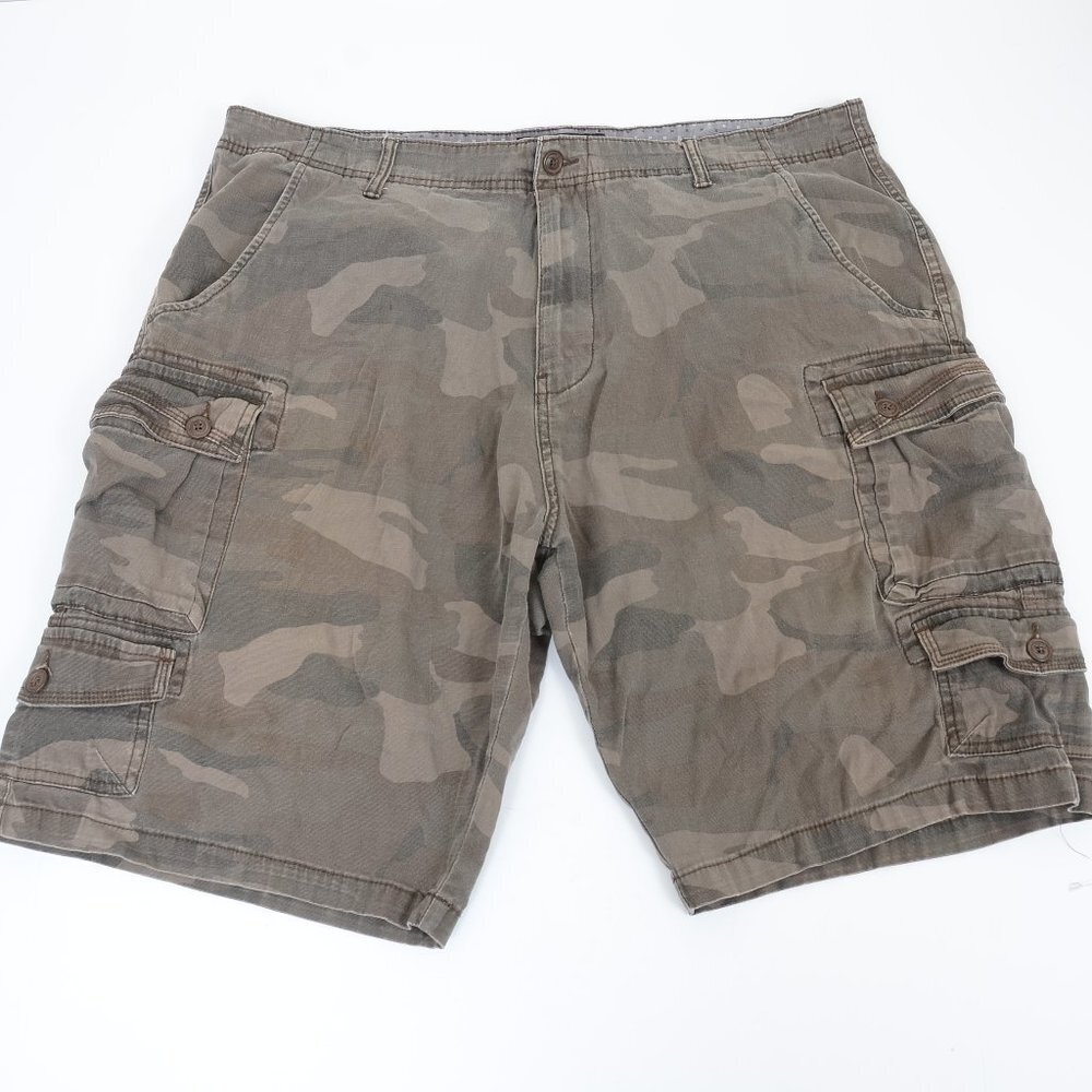 Iron Co. Men 40 Green Camo‎ Cargo Shorts Flat Front Cotton